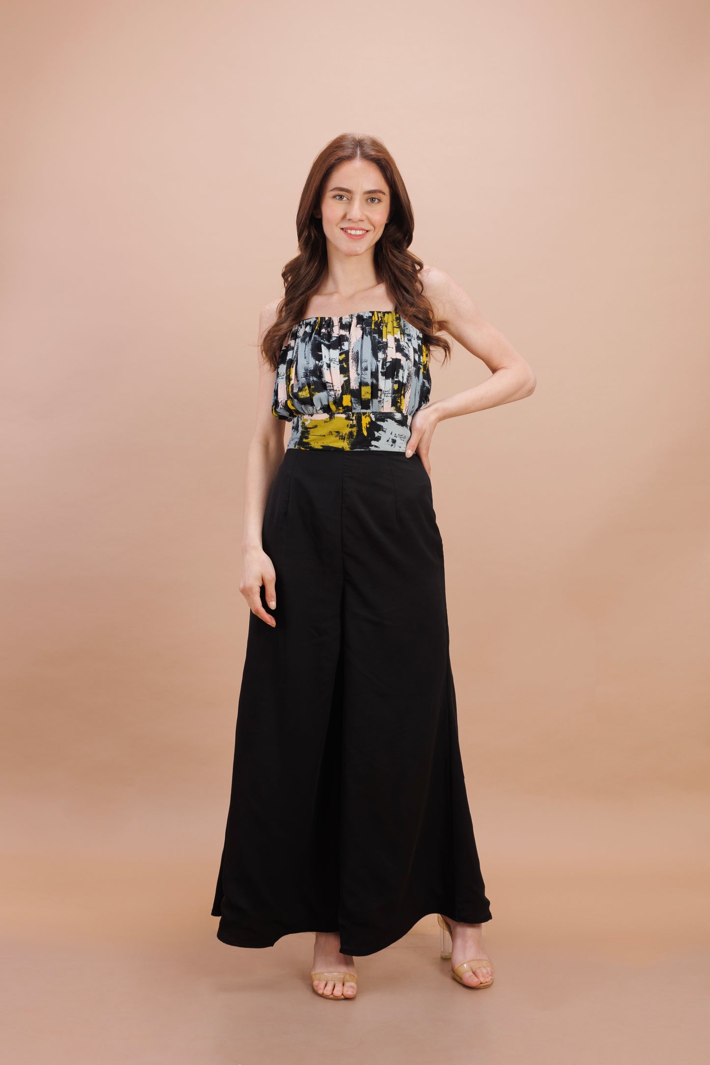 "Black Printed crop top"