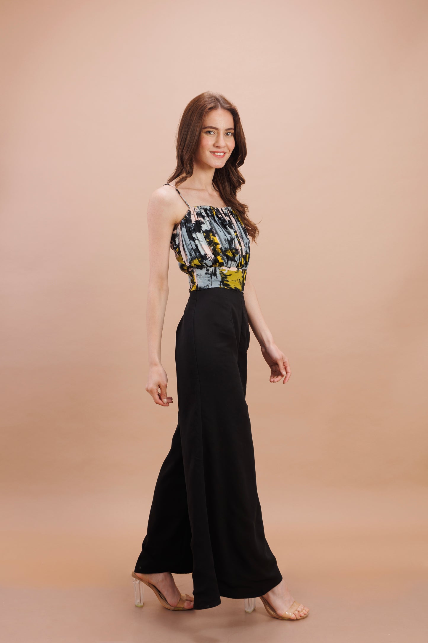 "Black Printed crop top"