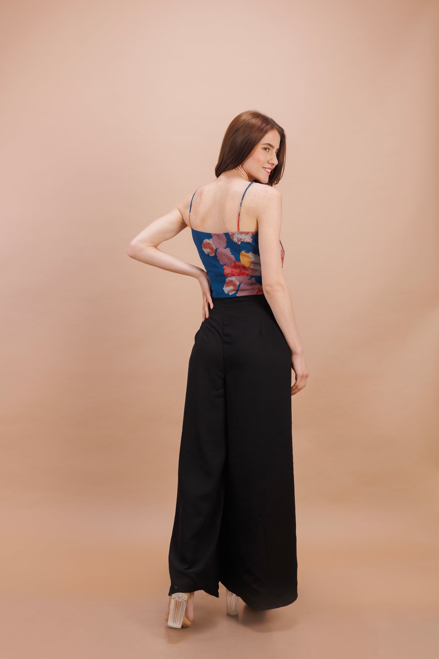 "Blue printed crop top"
