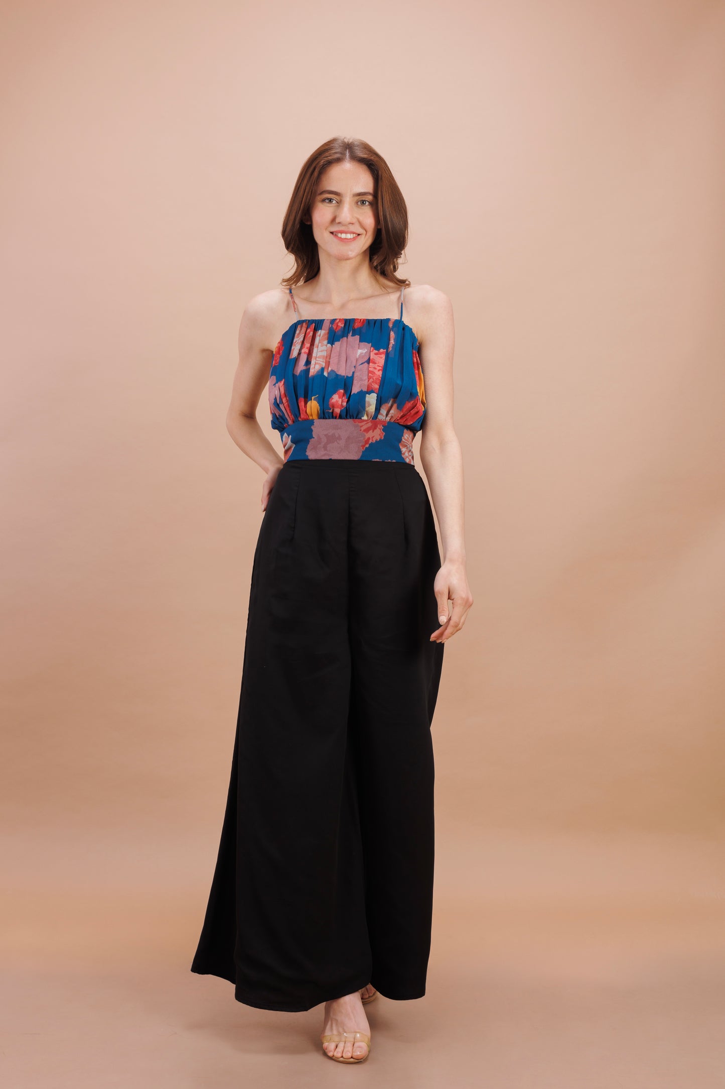"Blue printed crop top"