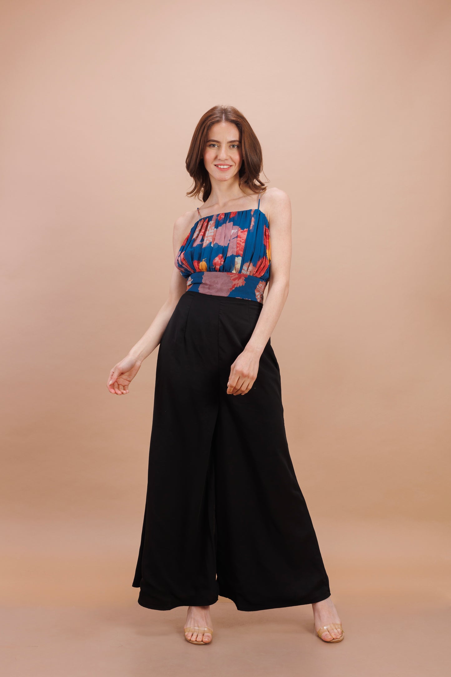 "Blue printed crop top"