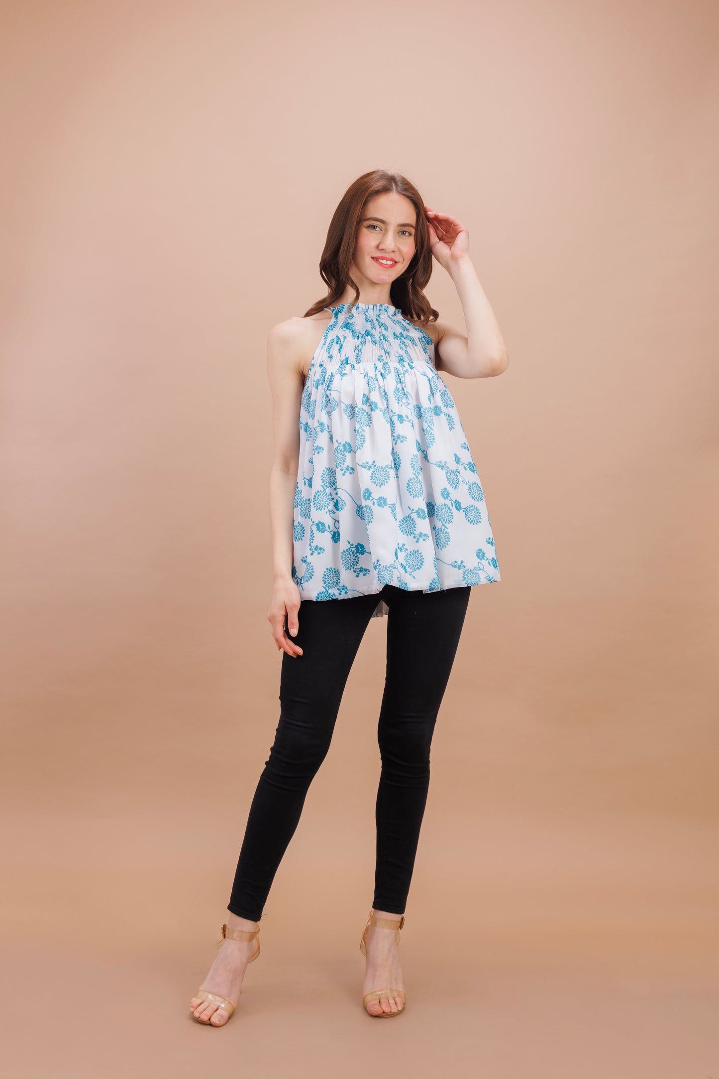 "Pearl halter neck top"