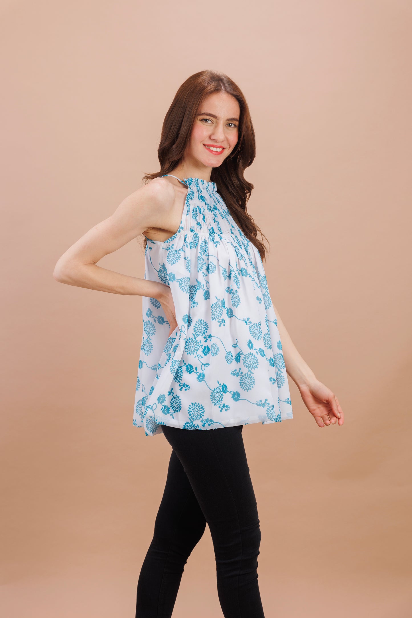 "Pearl halter neck top"
