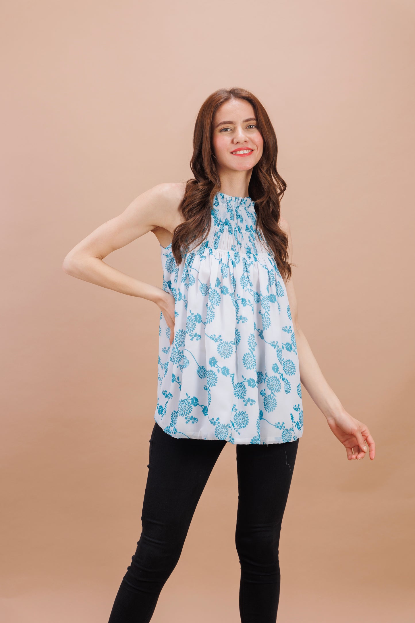 "Pearl halter neck top"
