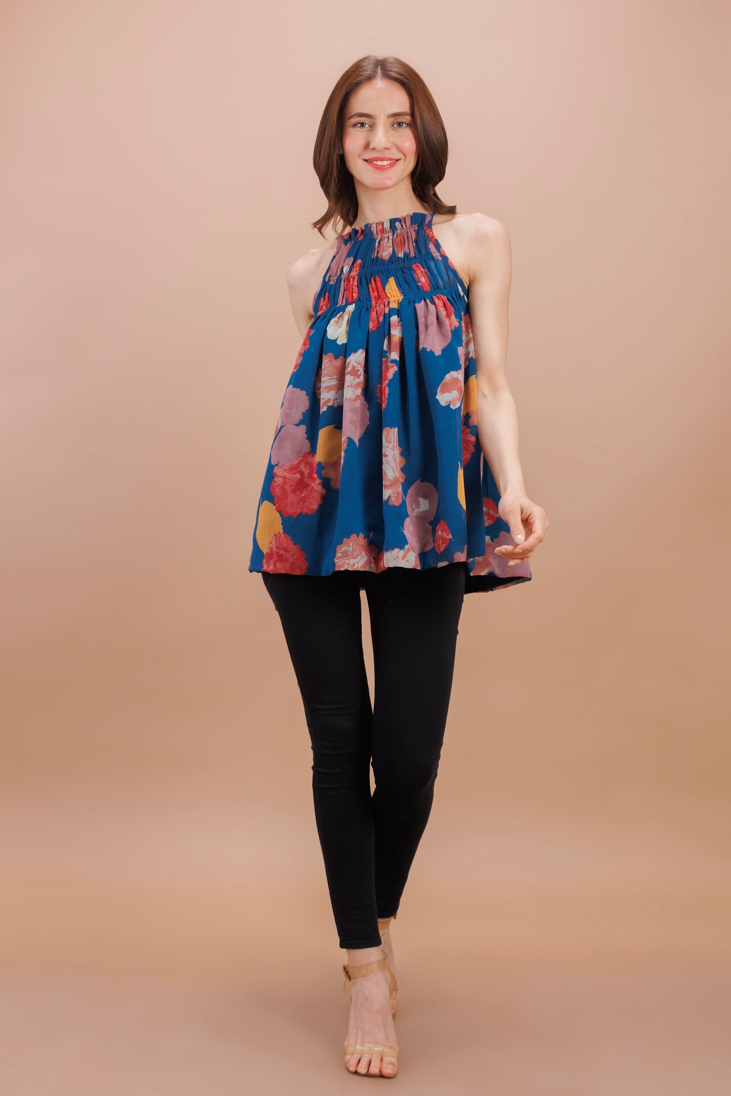 "Prussian print halter neck top"