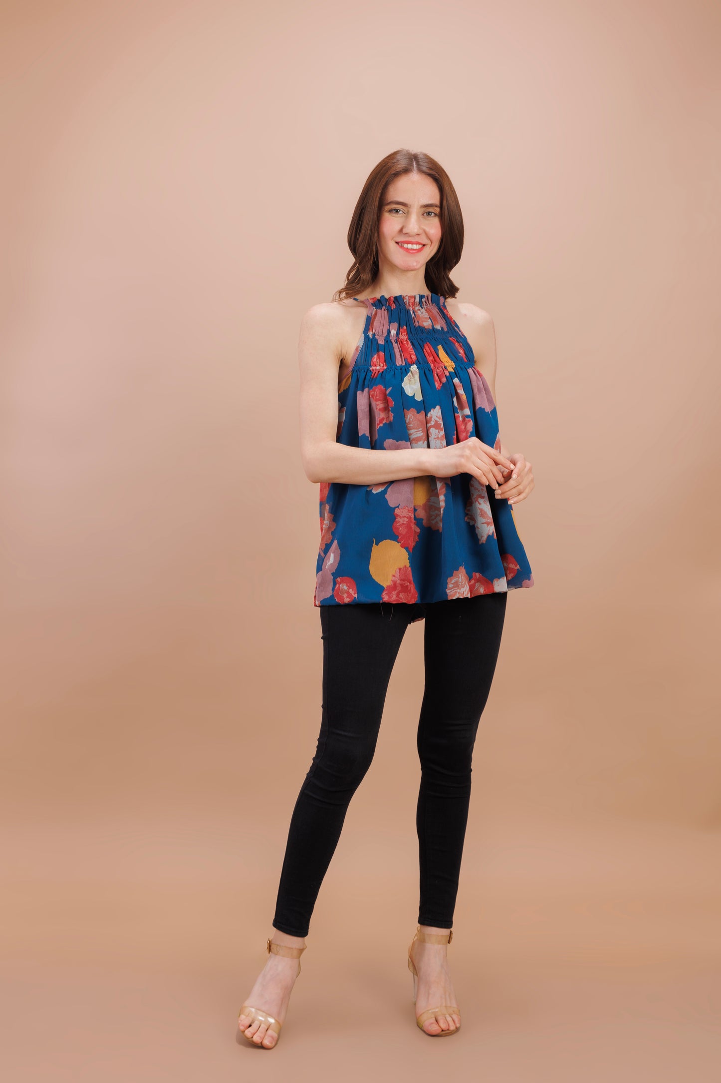 "Prussian print halter neck top"