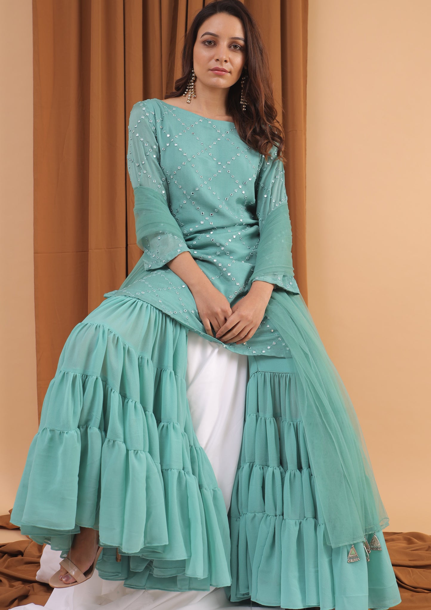 Jade green kurta set