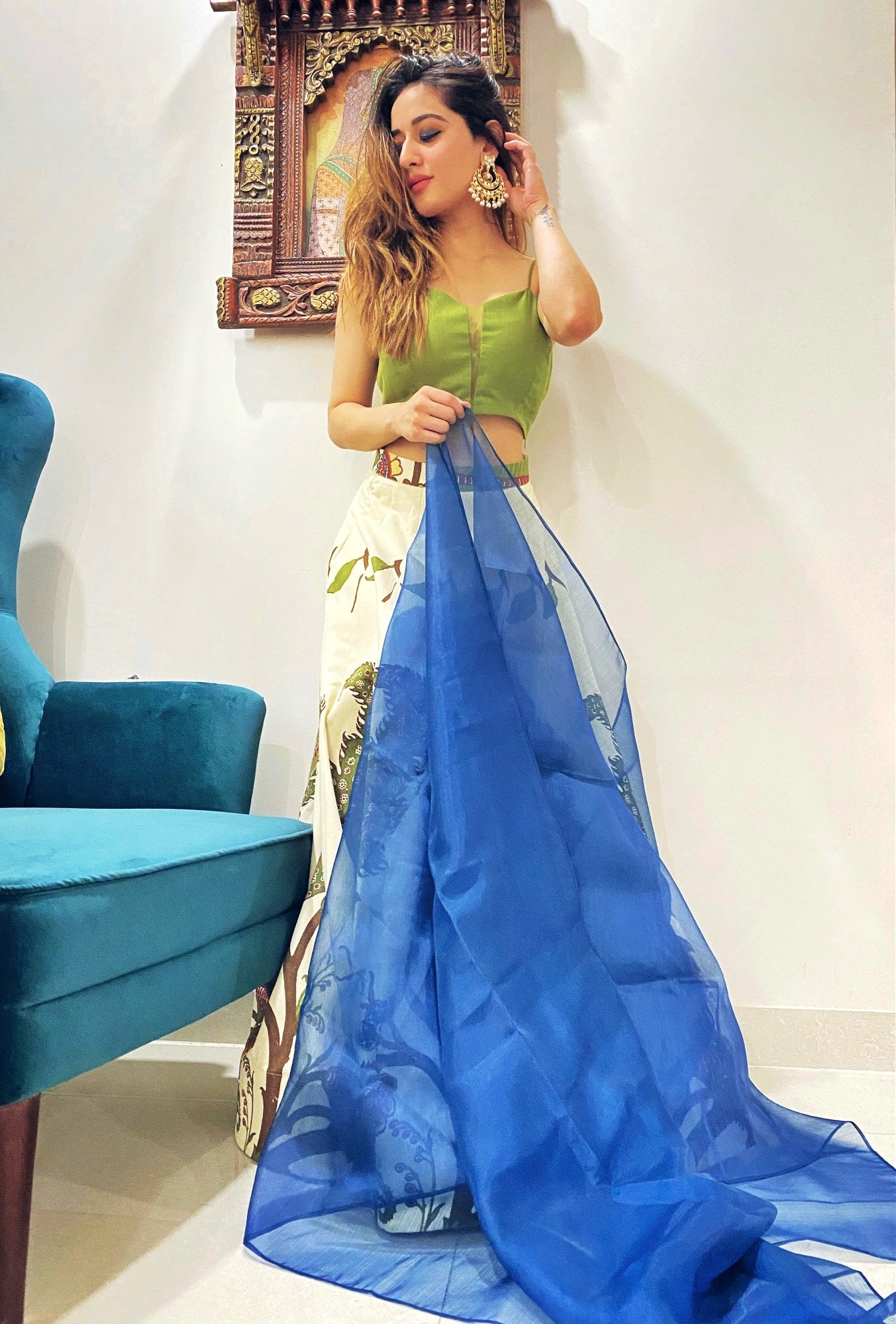 GARVILI Off white printed Lehenga