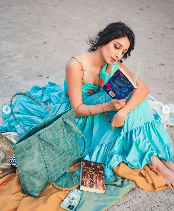 sea foam green- orange polka dot lehenga set
