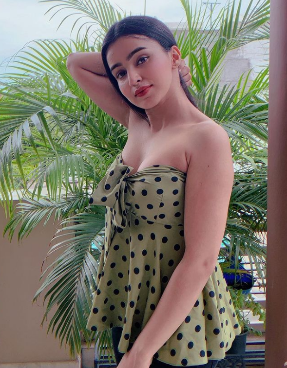 GARVILI Olive Green Polka dotted front tie-up top