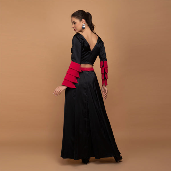 Pants with pleated skirt and Top set
