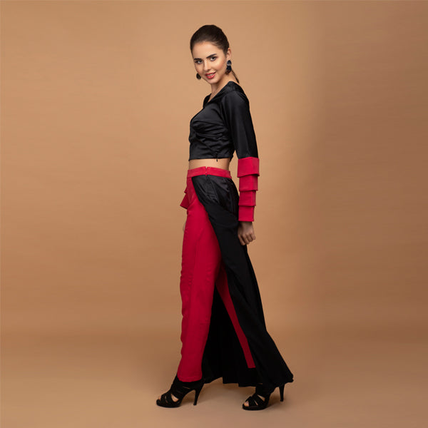 Pants with pleated skirt and Top set