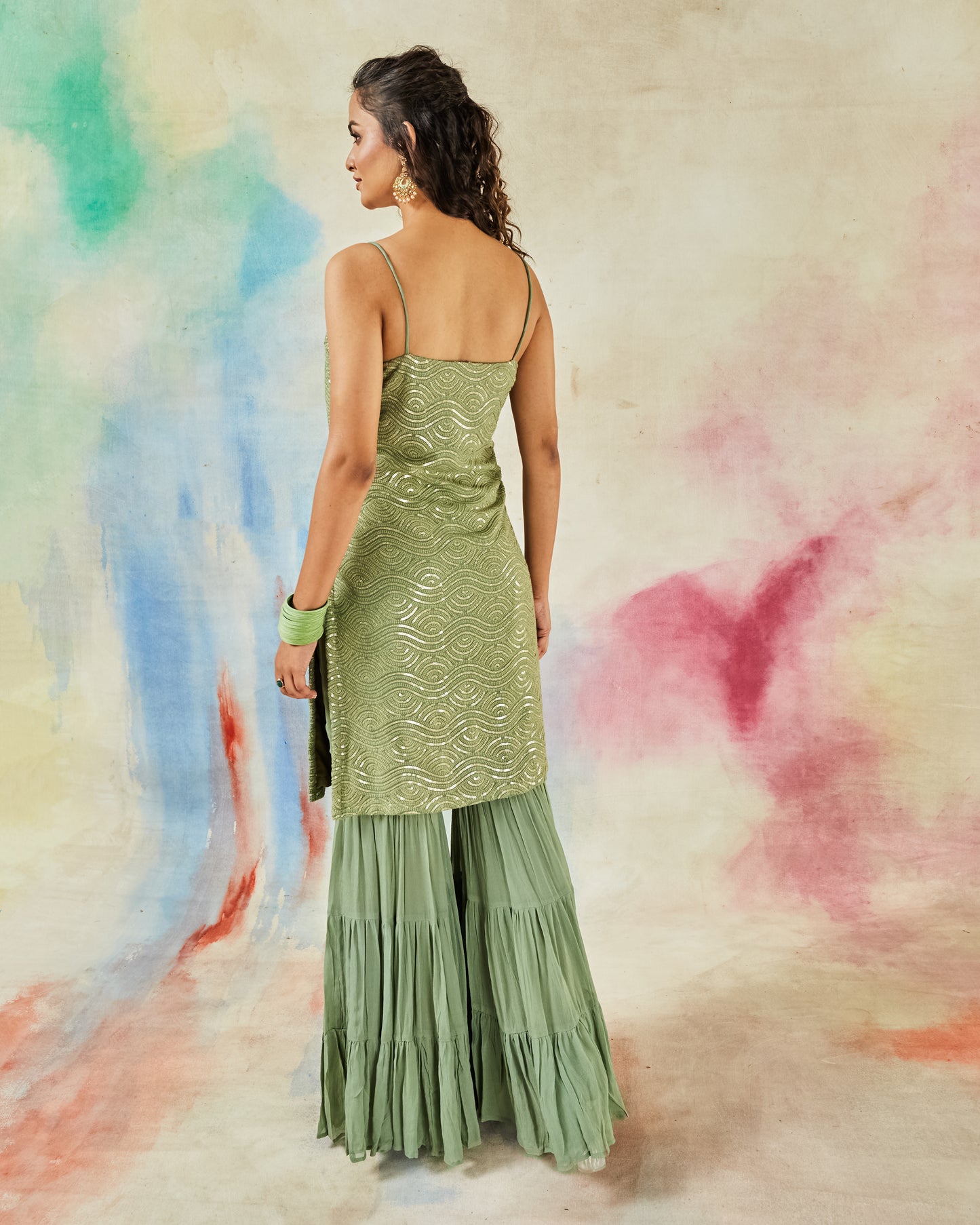 GARVILI GREEN SHARARA SET