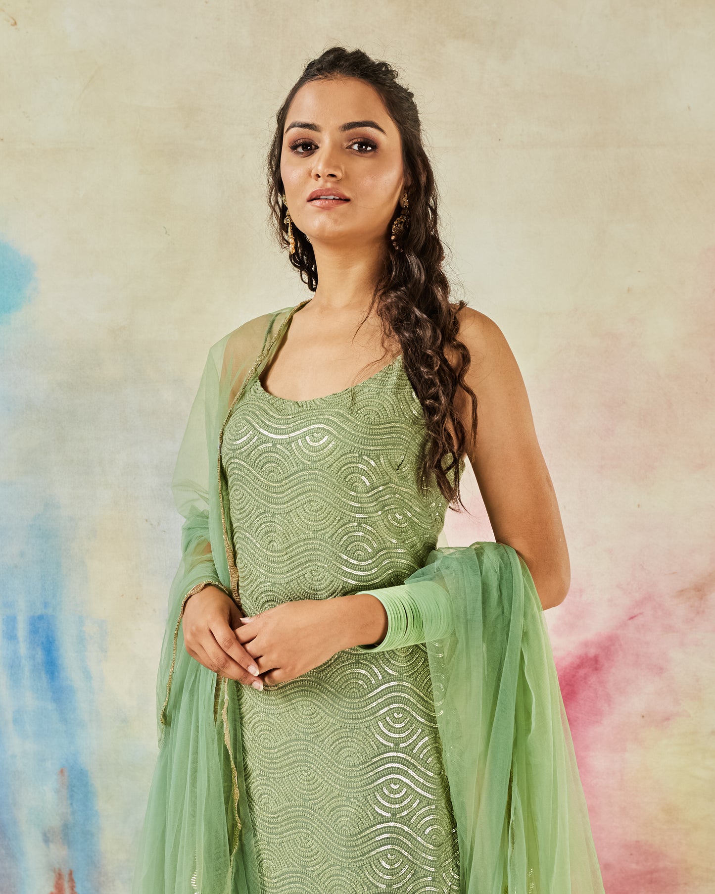 GARVILI GREEN SHARARA SET