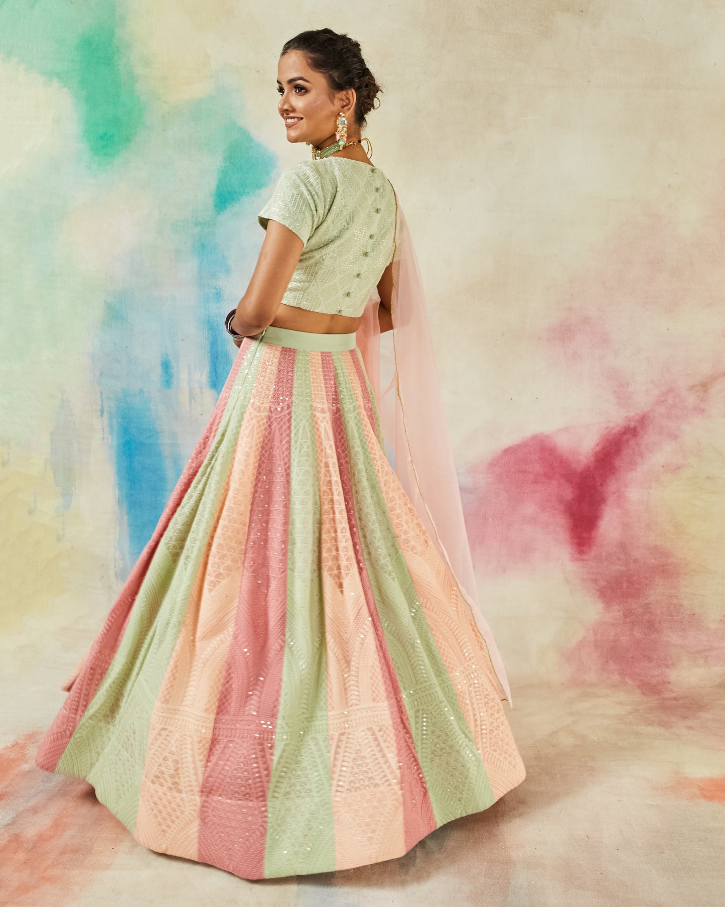 GARVILI MULTI-COLORED EMBROIDERED LEHENGA