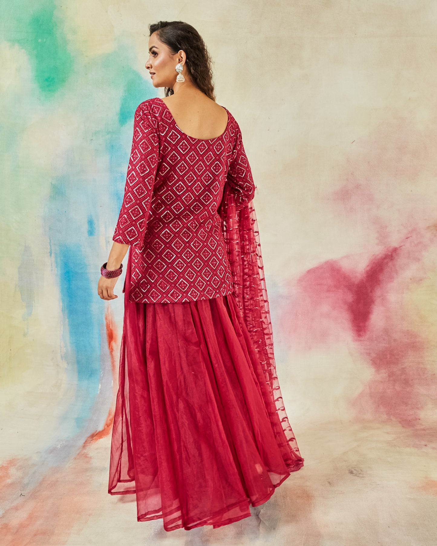 GARVILI ROYAL MAGENTA EMBROIDERED KURTI