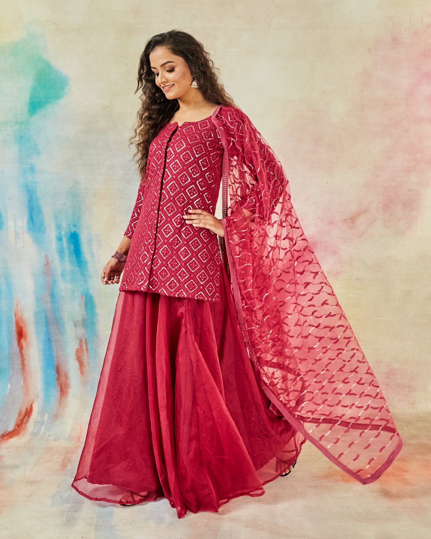 GARVILI ROYAL MAGENTA EMBROIDERED KURTI