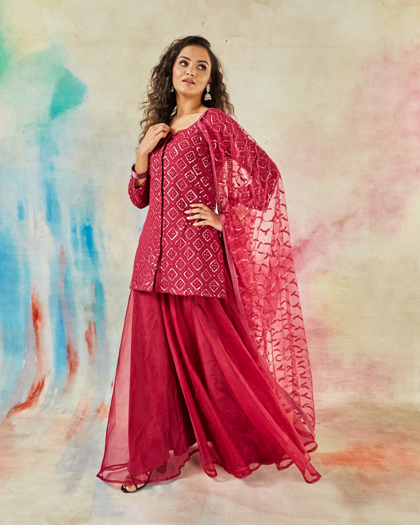 GARVILI ROYAL MAGENTA EMBROIDERED KURTI
