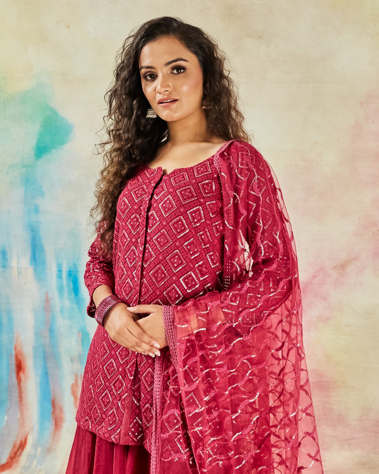 GARVILI ROYAL MAGENTA EMBROIDERED KURTI