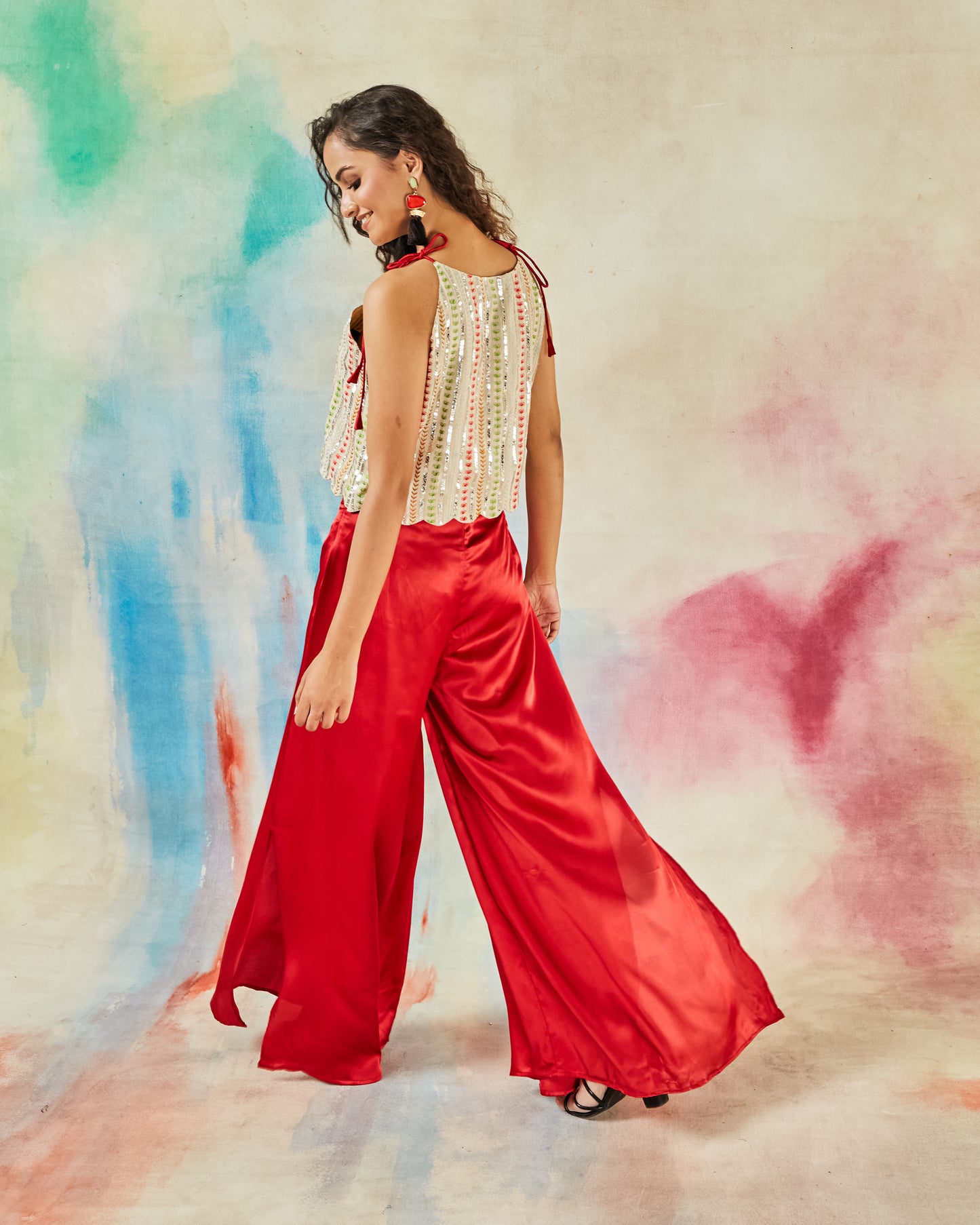 GARVILI EMBROIDERED CROP TOP SET