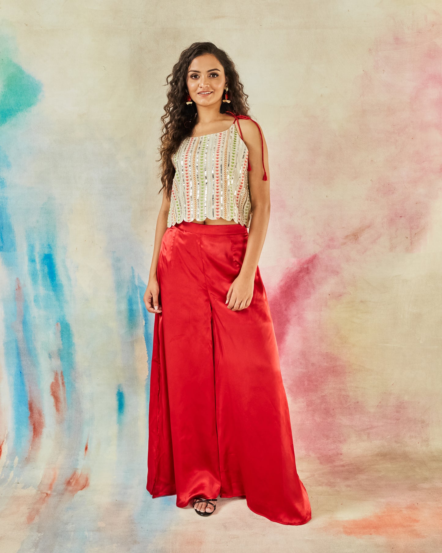 GARVILI EMBROIDERED CROP TOP SET