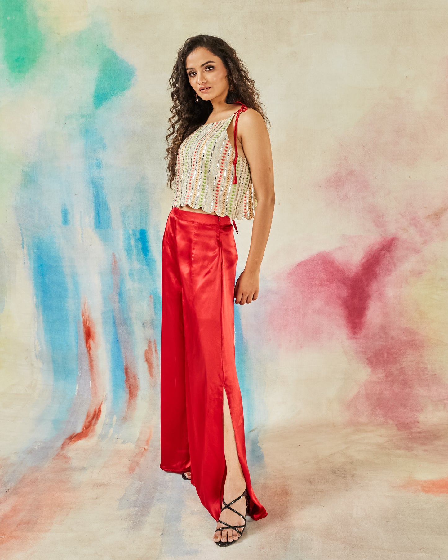 GARVILI EMBROIDERED CROP TOP SET