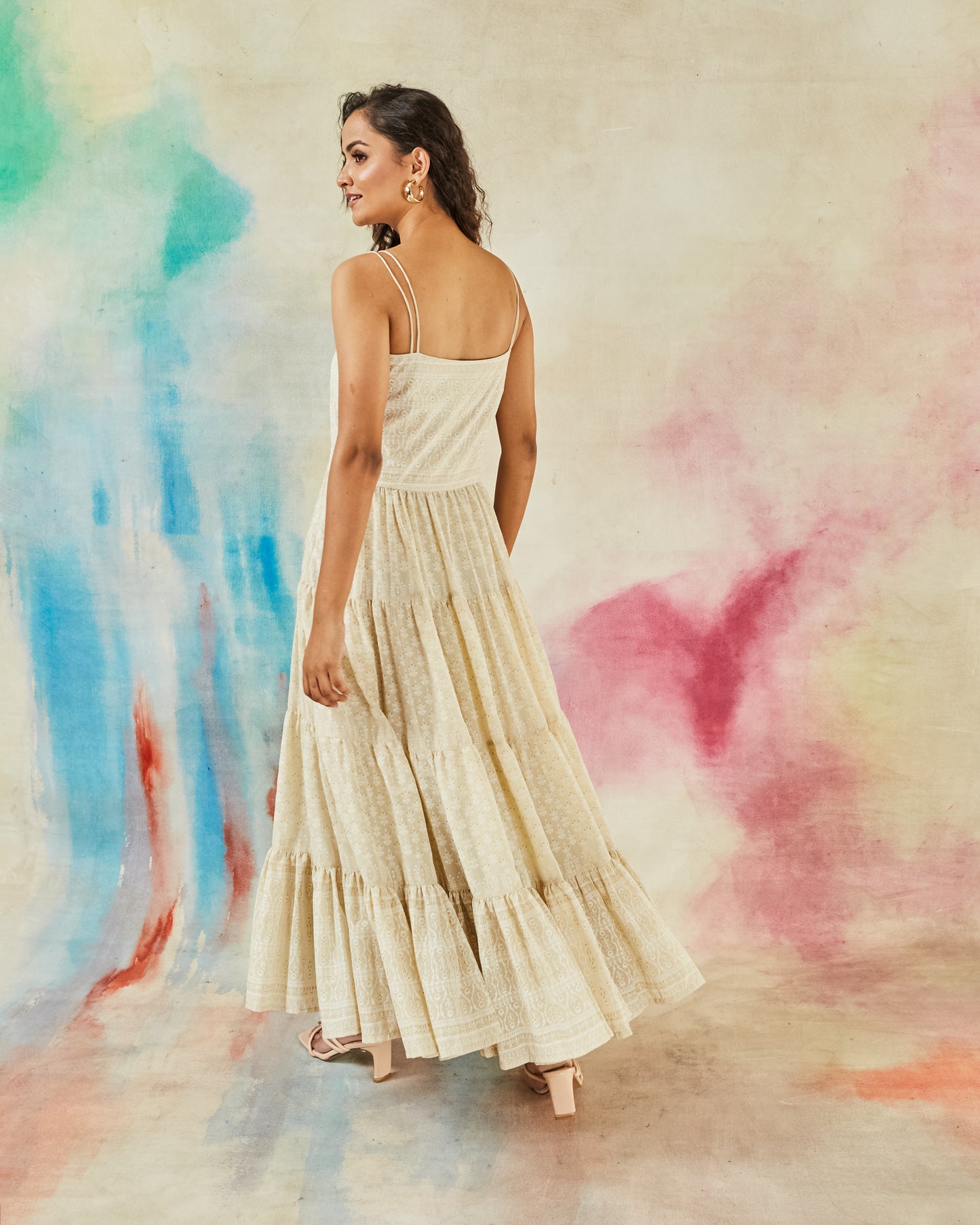GARVILI OFF-WHITE TIERED DRESS