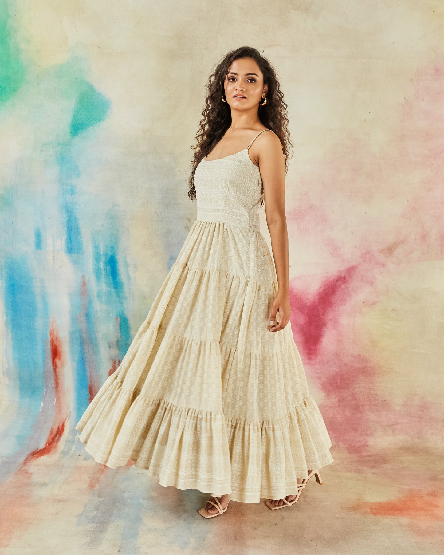GARVILI OFF-WHITE TIERED DRESS