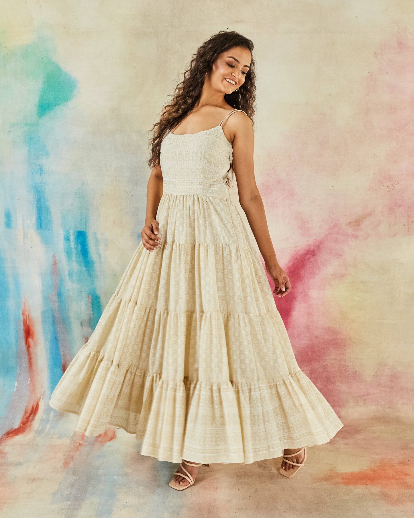 GARVILI OFF-WHITE TIERED DRESS