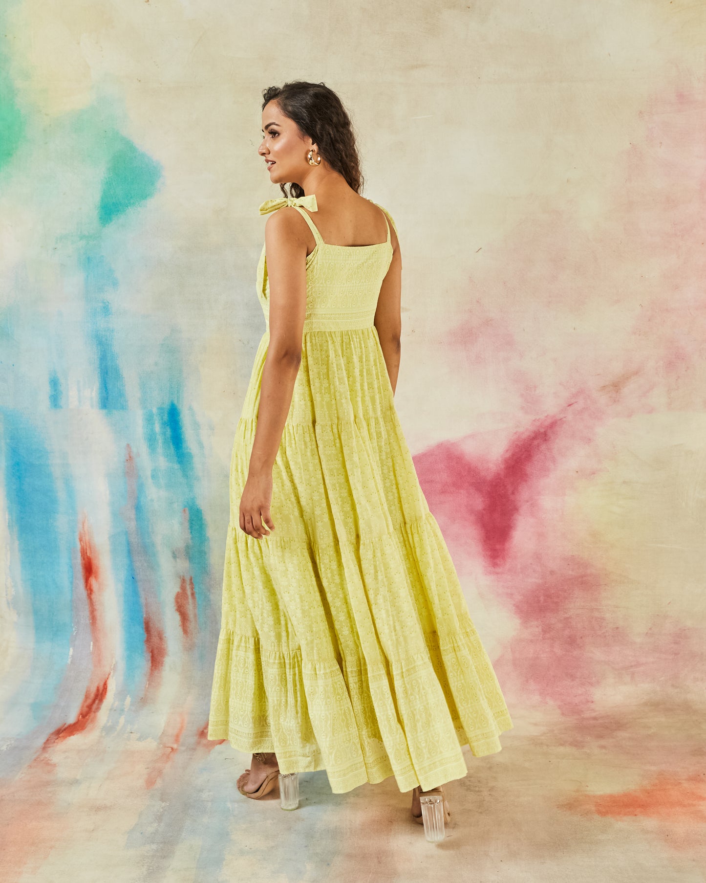 GARVILI TIE-UP TIERED DRESS