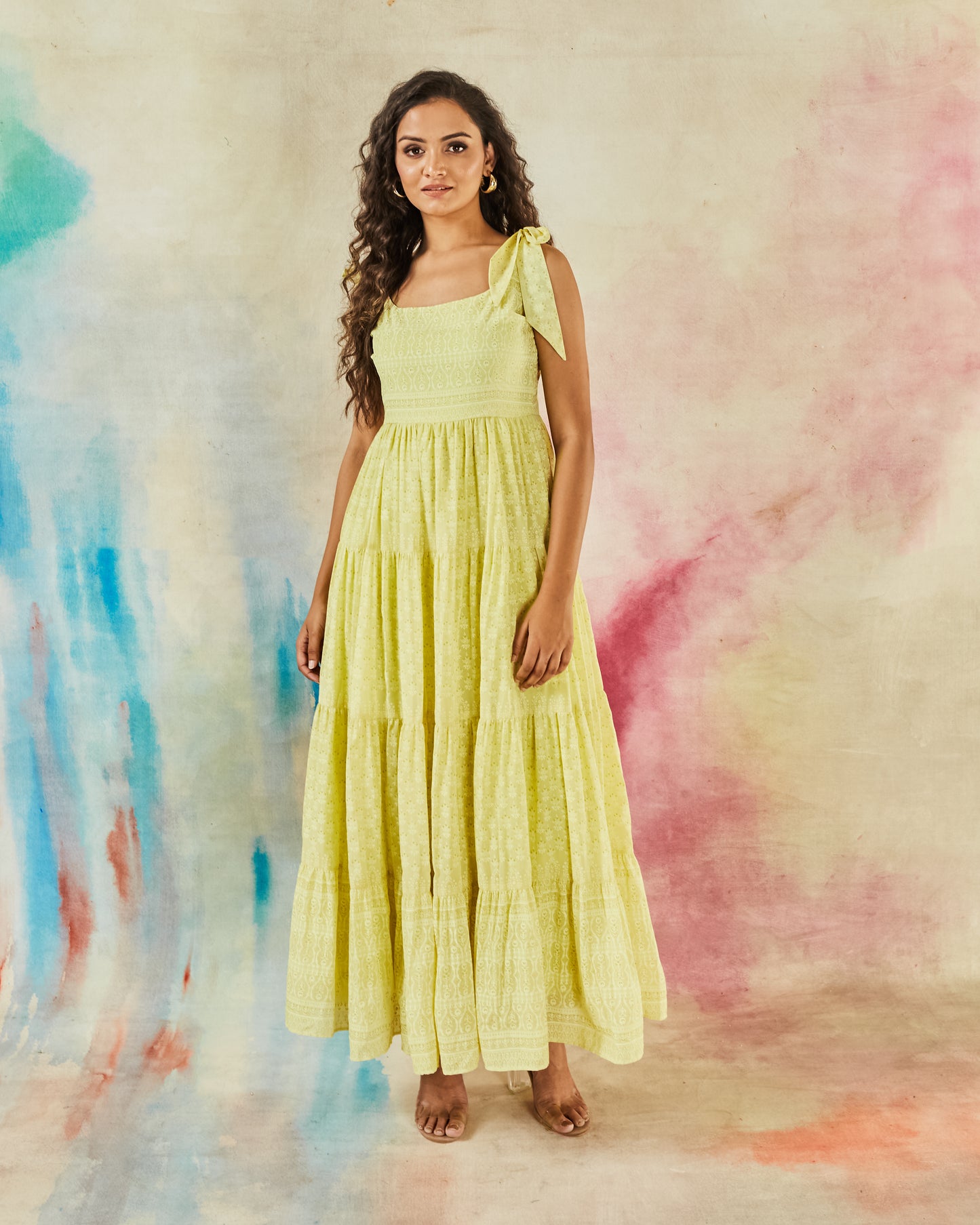 GARVILI TIE-UP TIERED DRESS