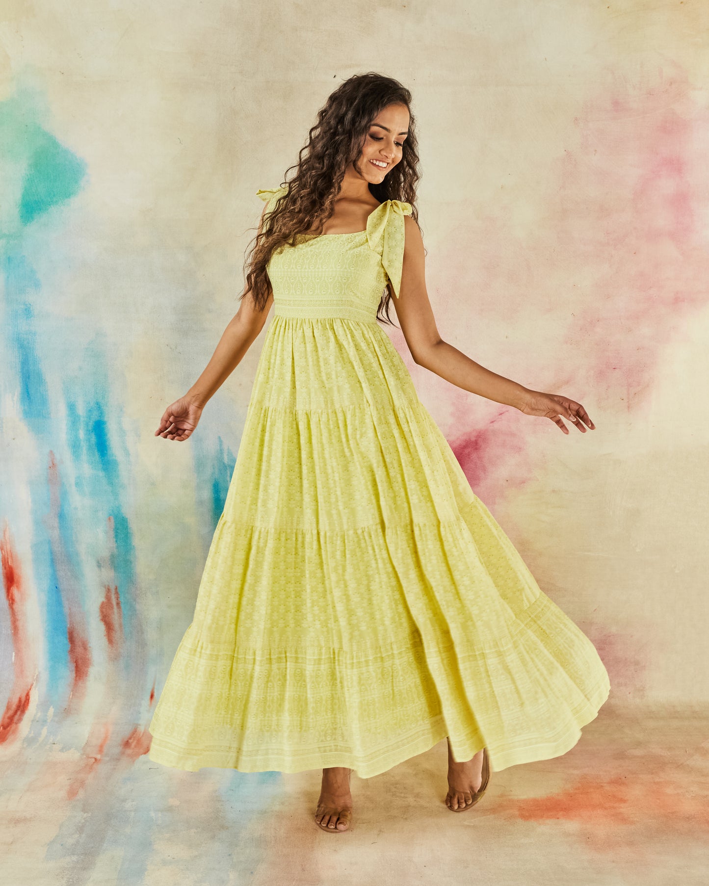 GARVILI TIE-UP TIERED DRESS