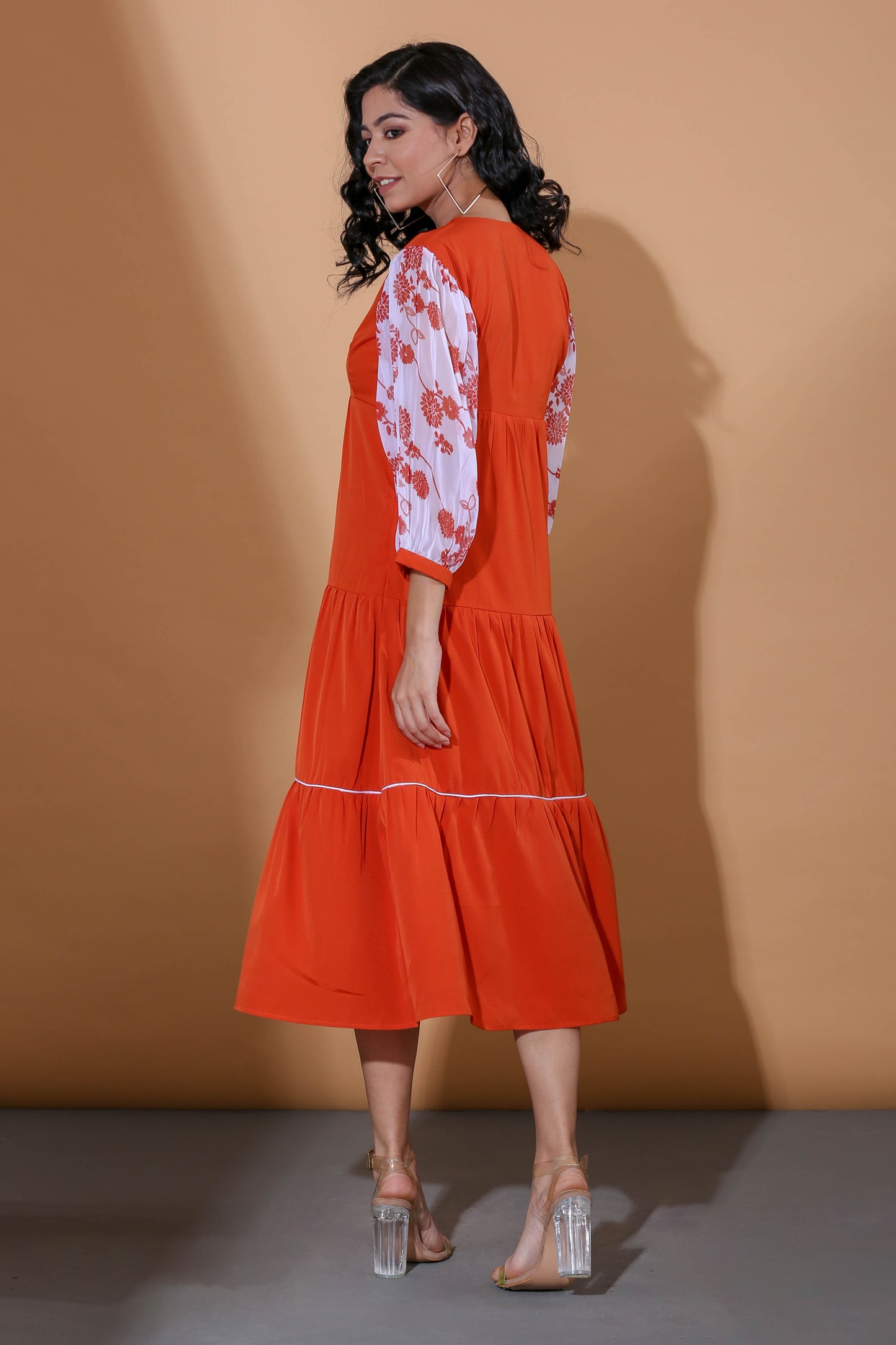 Adhikam- Rust tiered dress
