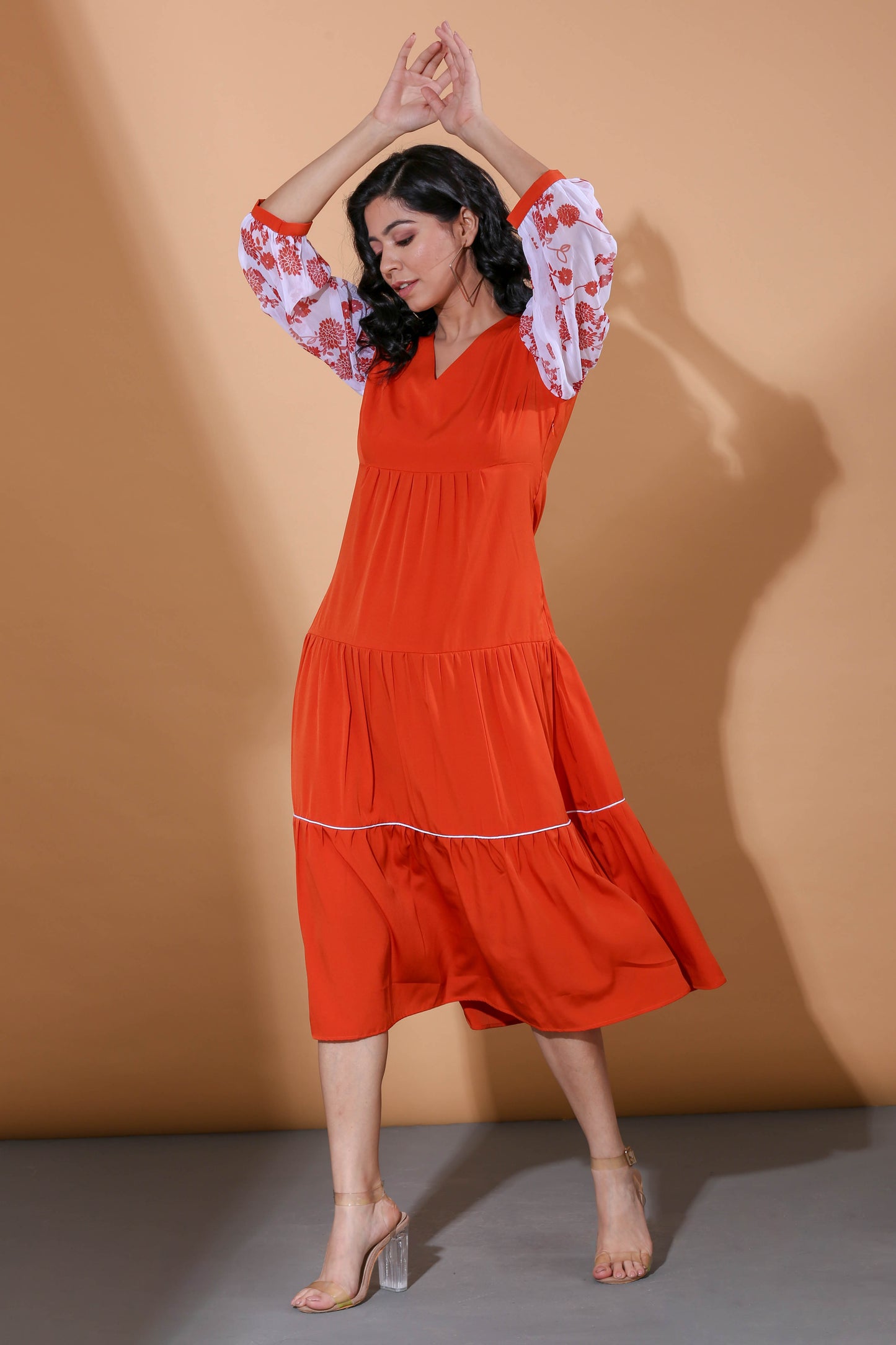Adhikam- Rust tiered dress