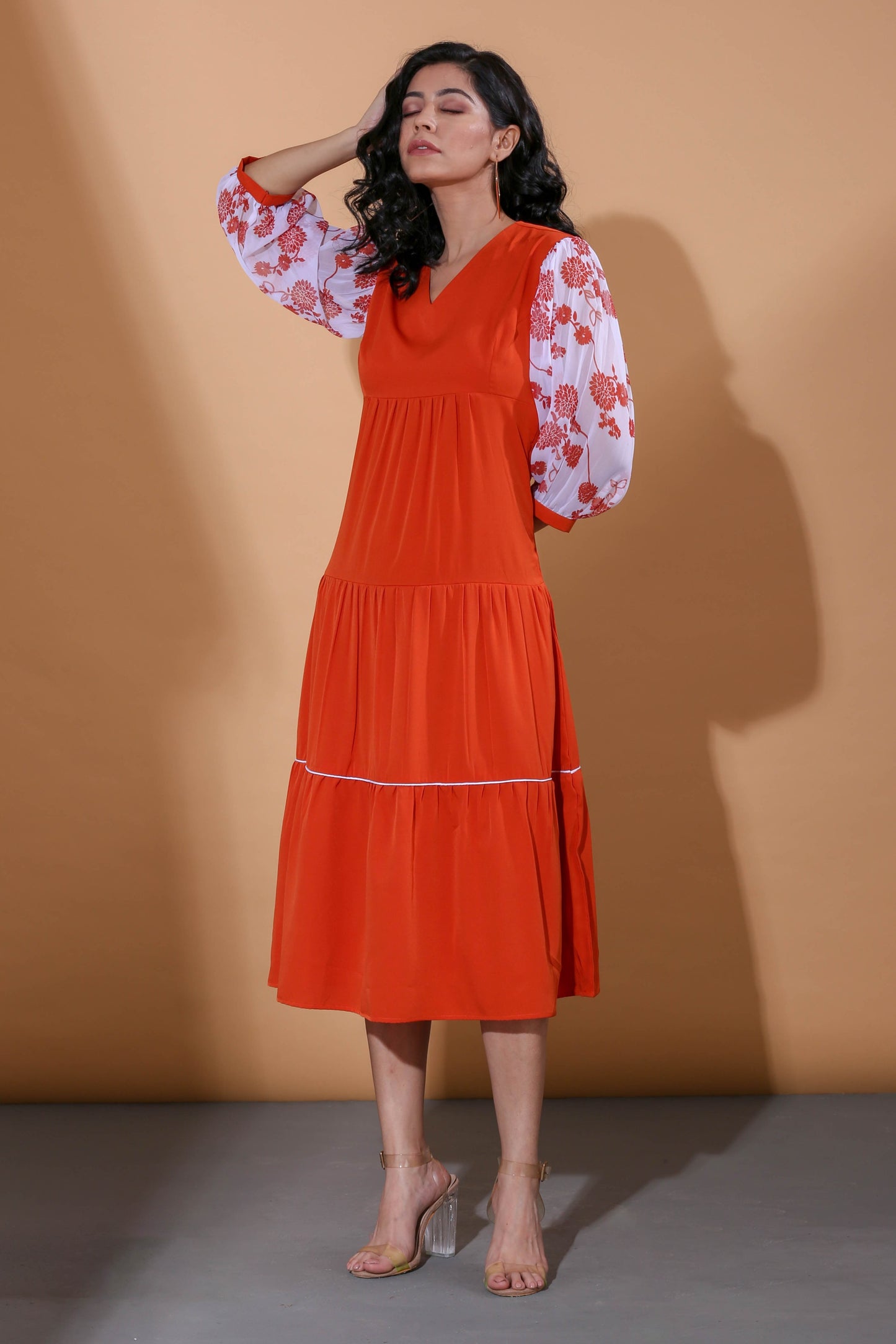 Adhikam- Rust tiered dress