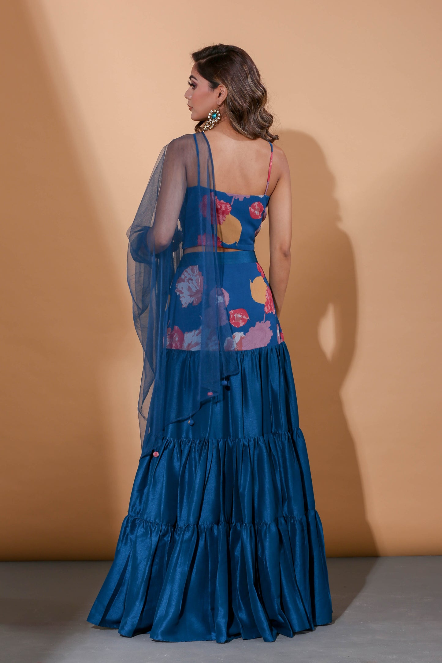 Adhikam- Peacock blue lehenga set
