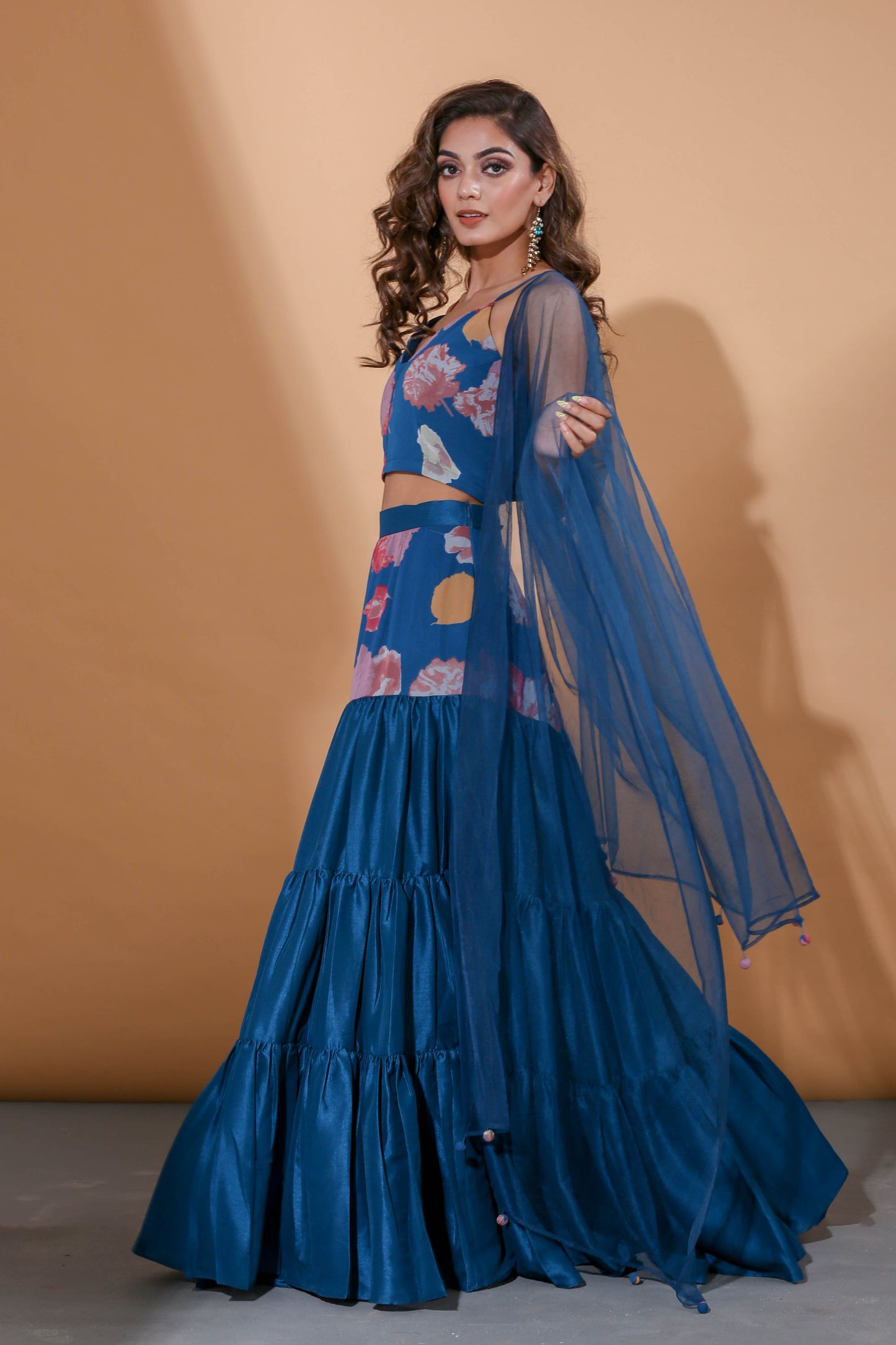 Adhikam- Peacock blue lehenga set