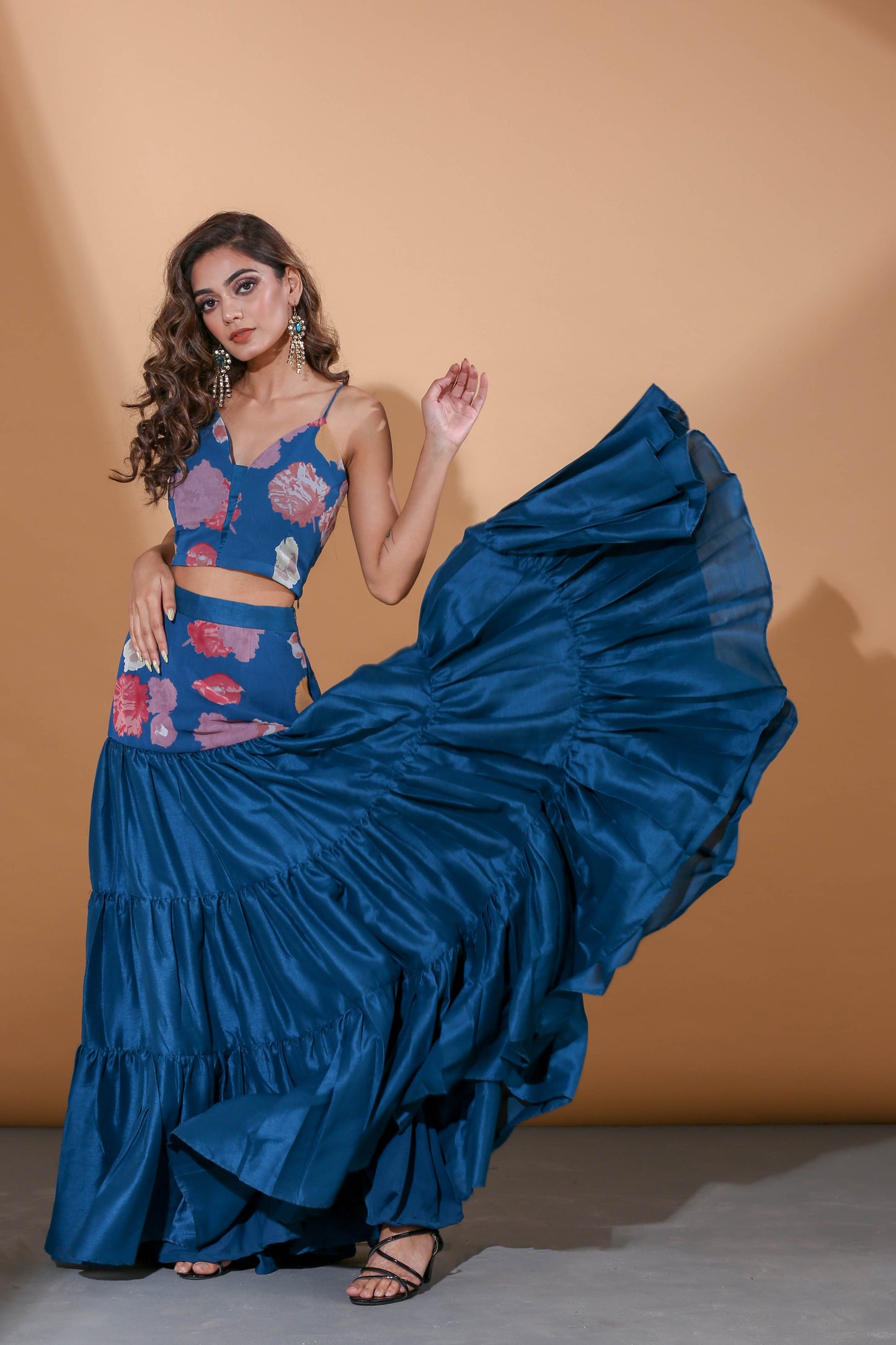Adhikam- Peacock blue lehenga set