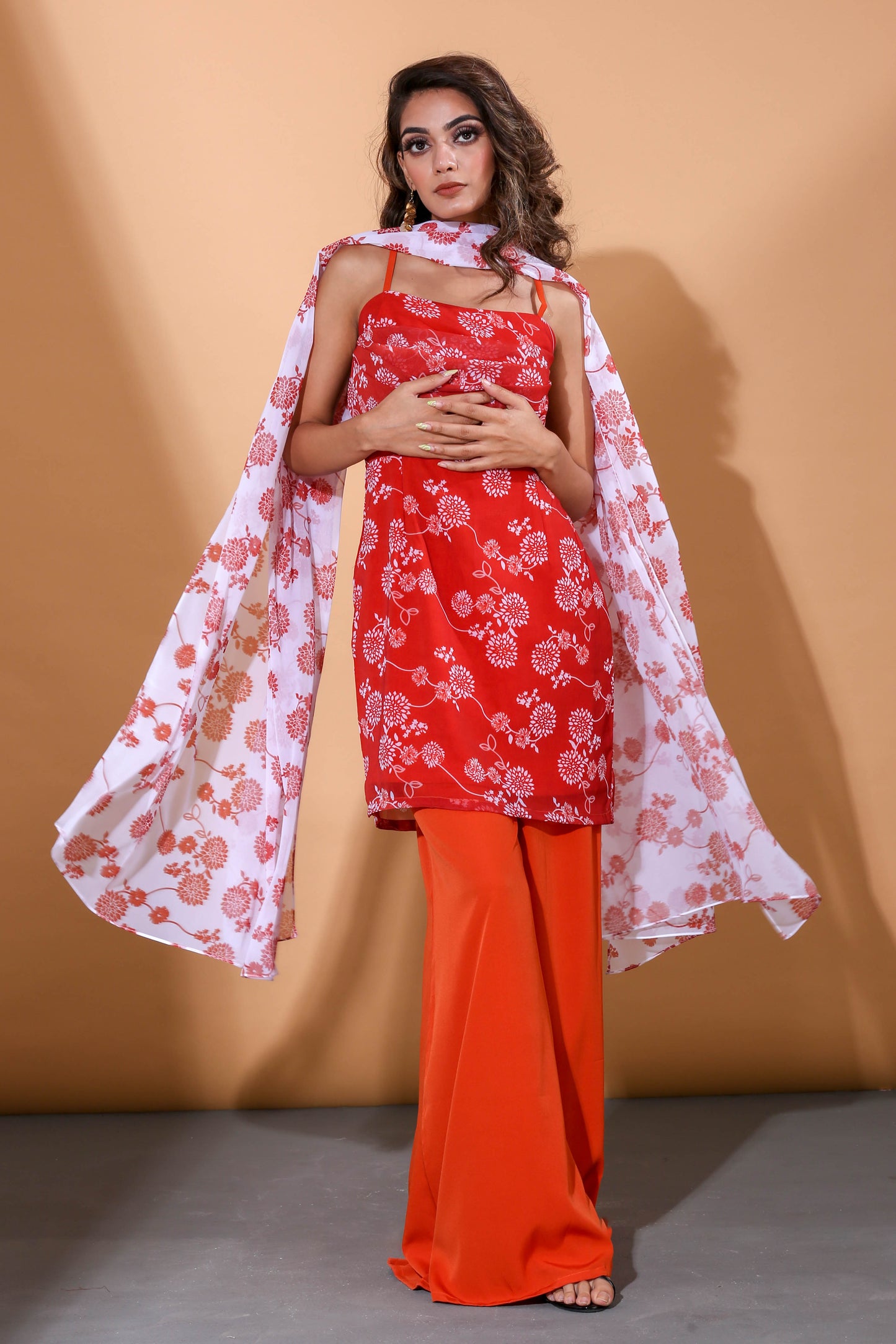 Adhikam- Rust cowl neck kurti set