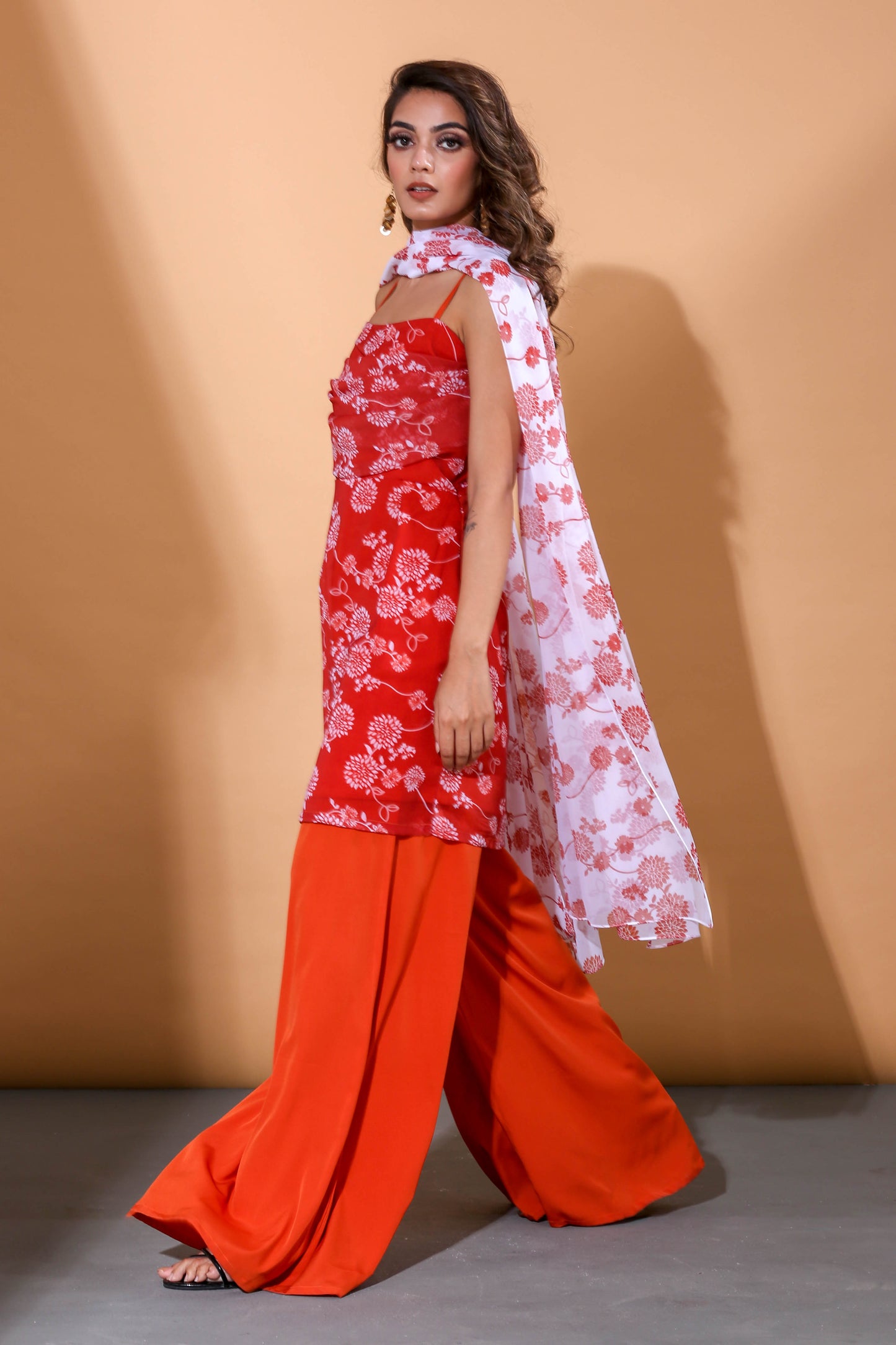 Adhikam- Rust cowl neck kurti set