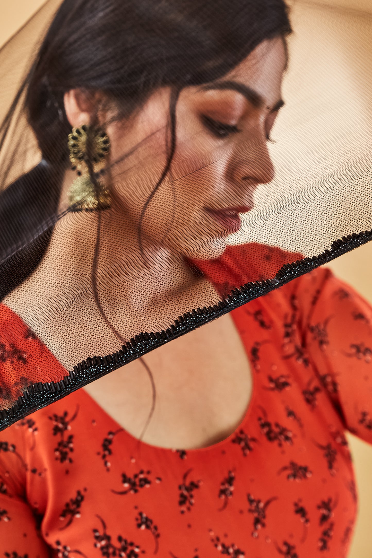 Orange Anarkali Set