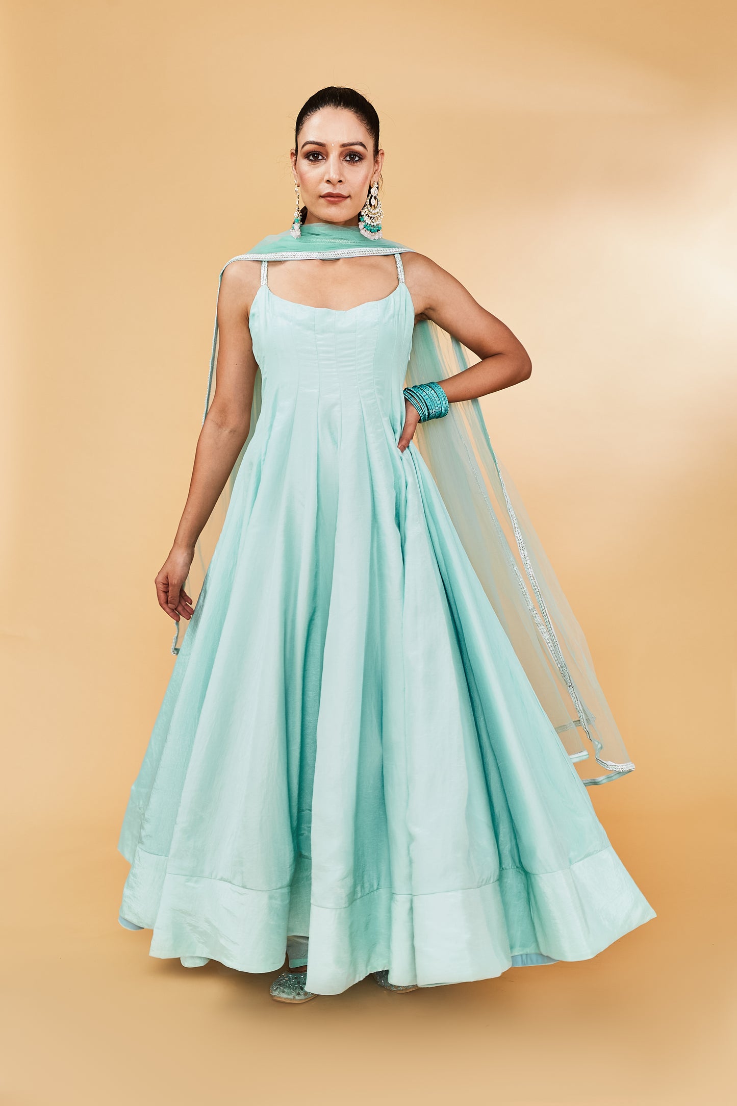Powder blue Anarkali