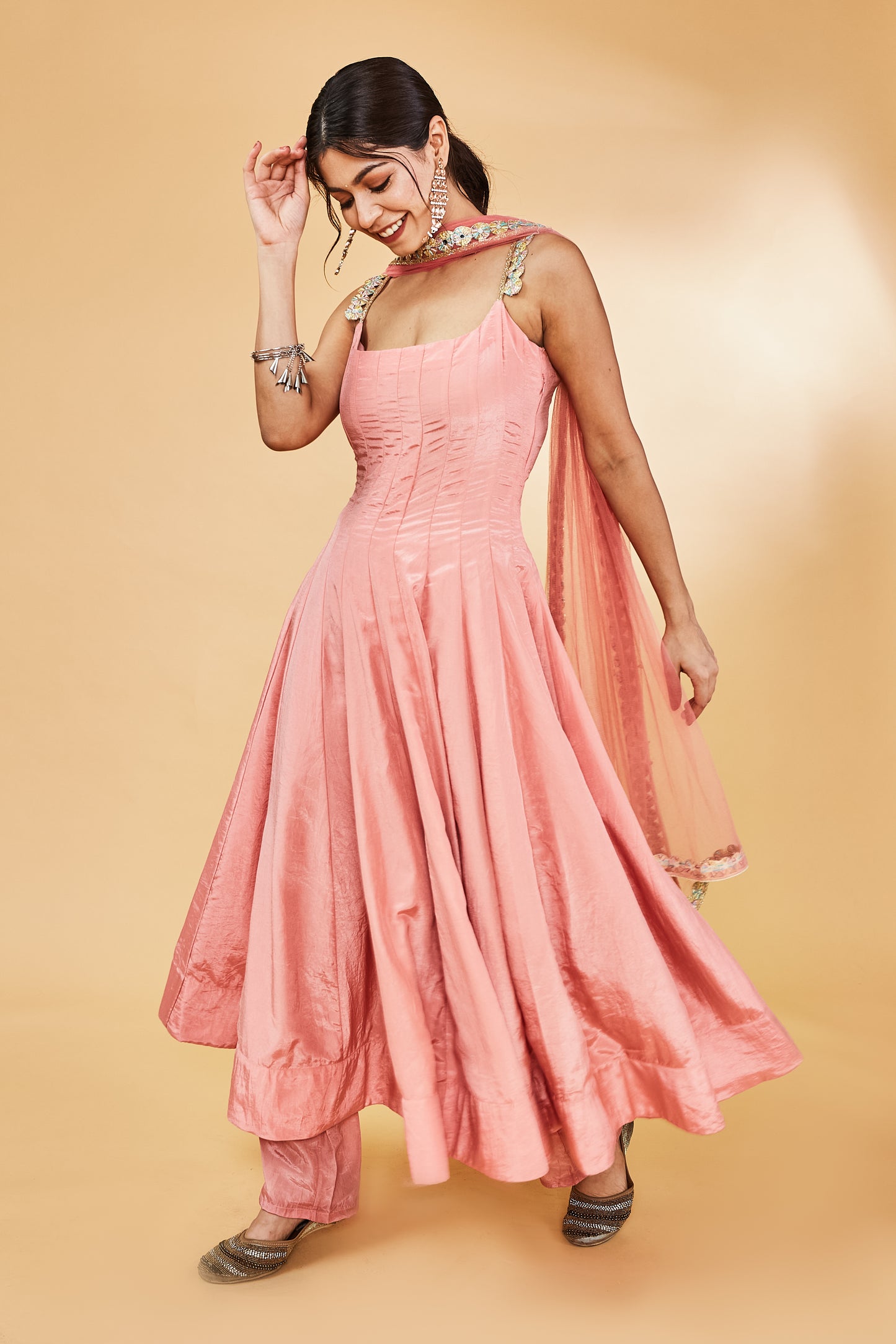 Rose pink Anarkali