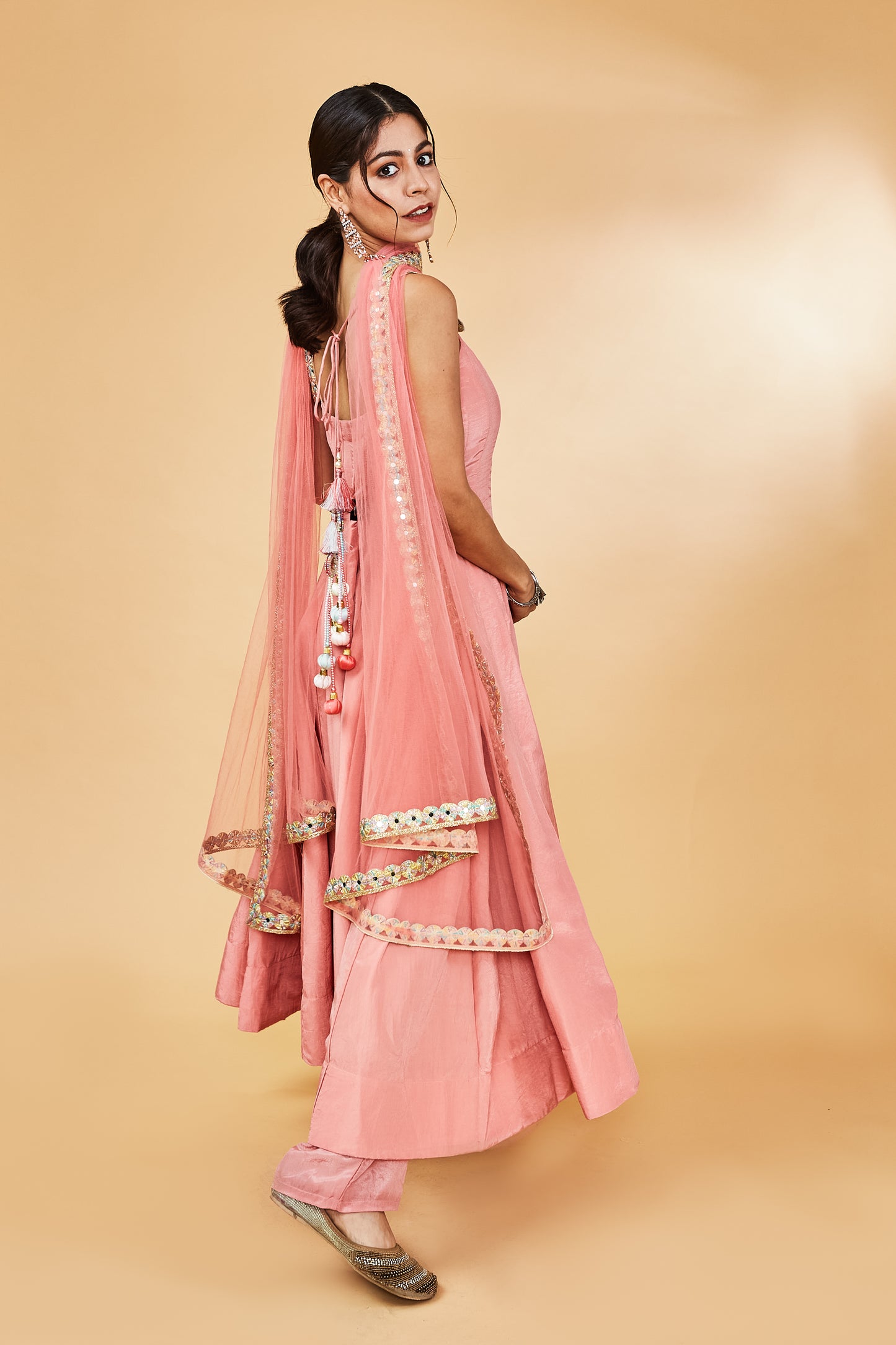 Rose pink Anarkali