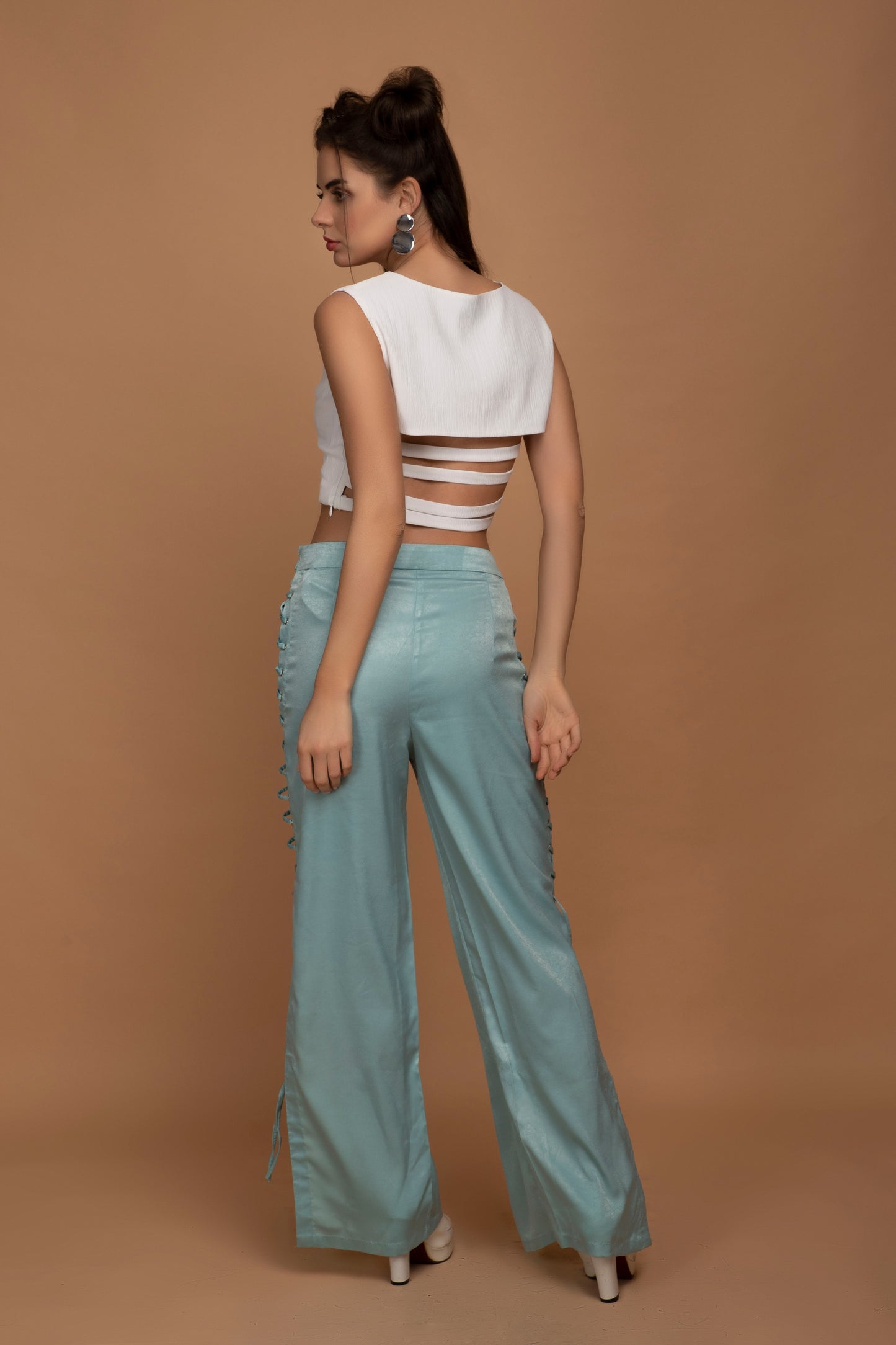 Tie up pants and crop top set