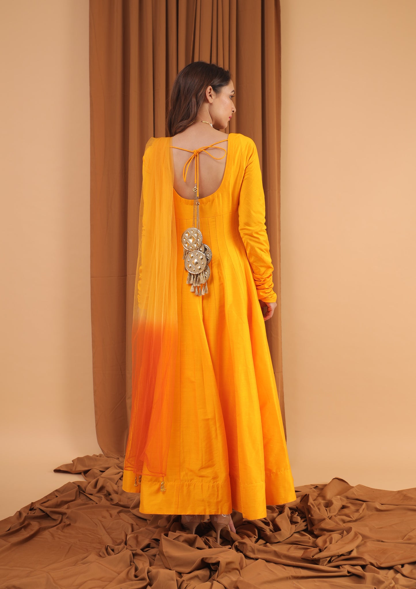 Yellow A-line anarkali set