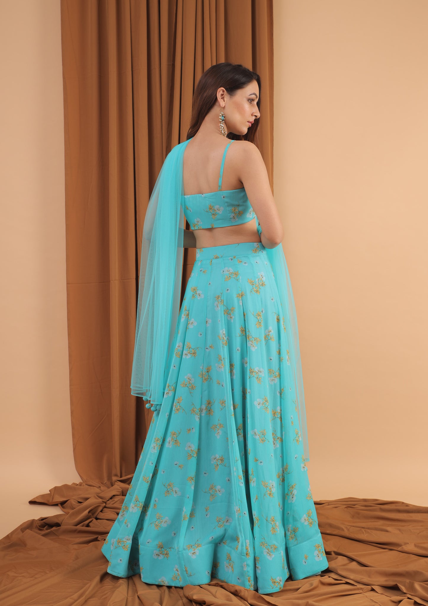 Paint me blue printed lehenga