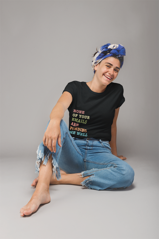 Black Cotton Emails Printed Tshirt