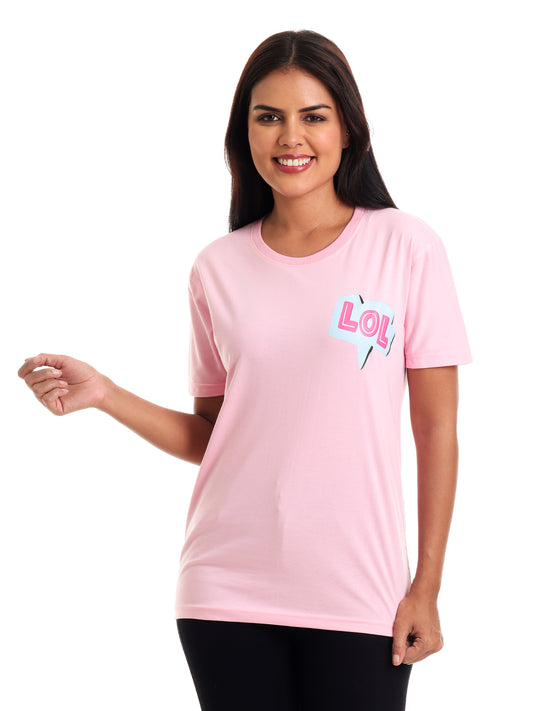 Pink Cotton LOL Printed Tshirt