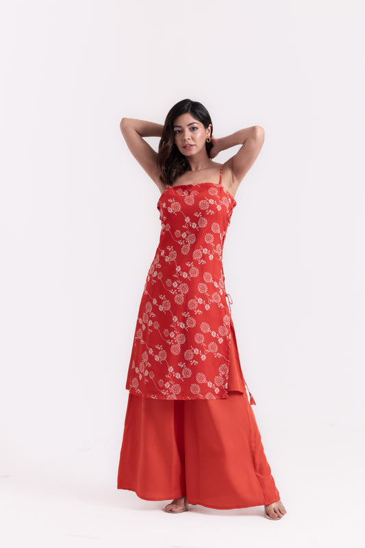 Tangerine Blossoms: Floral Print Kurti Set